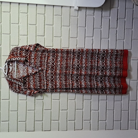 Mlle Gabrielle Brown/Orange/Red V-Neck Maxi Dress. Size 2X - Picture 1 of 8